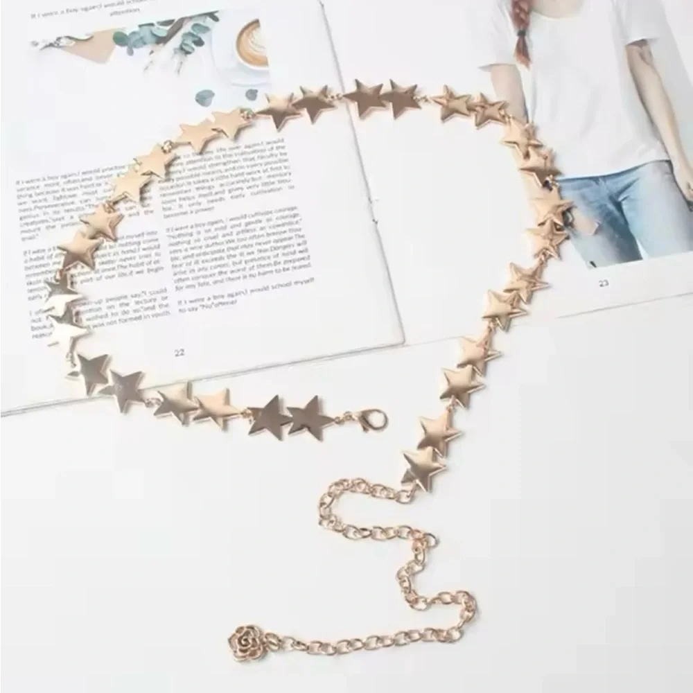 Gold Star Chain Belt for Women Celestial